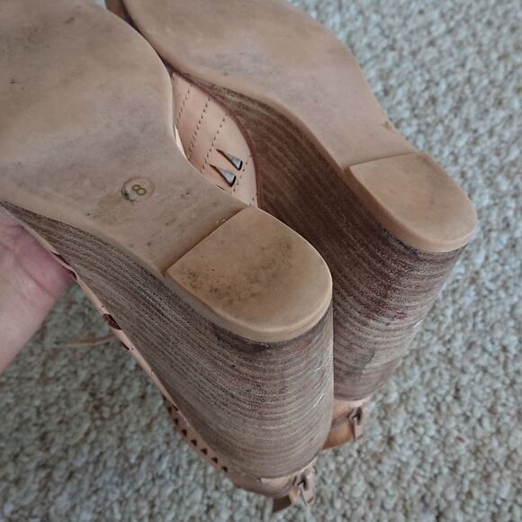 Jeffrey Campbell Rodillo Tan Leather Gladiator Wedge Heels Lace Up size 8 - Picture 12 of 13